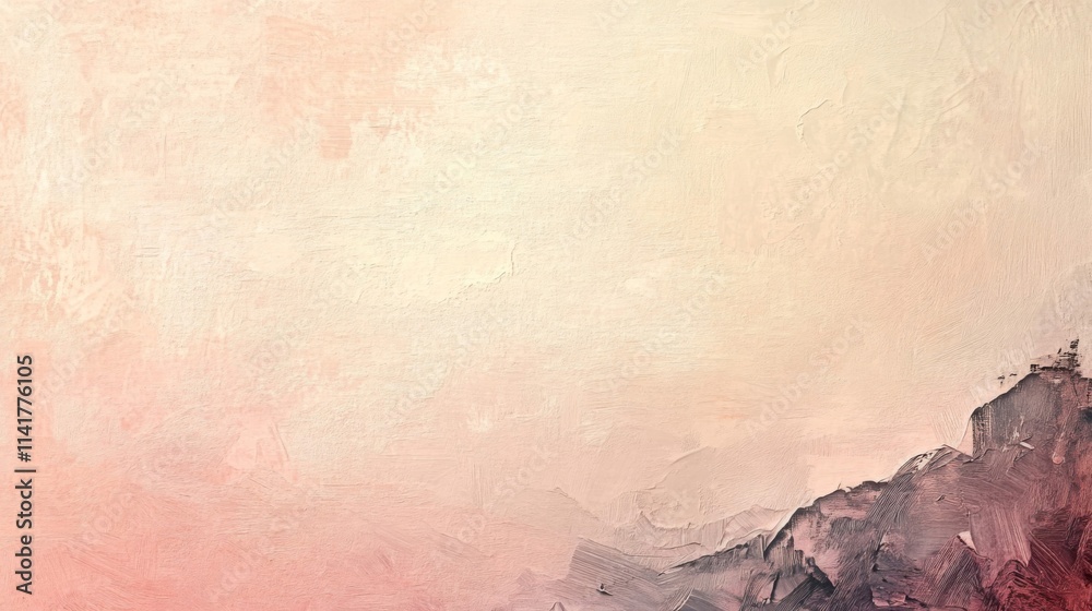Naklejka premium Abstract Pink and Gray Impasto Landscape Painting