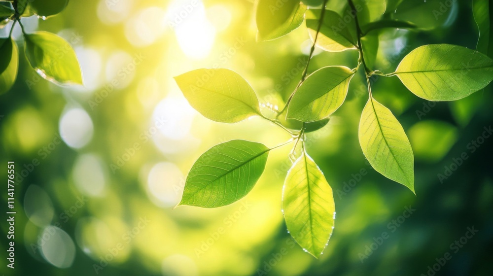 Sunlit Green Leaves Branching Outward In Nature Sunlit Green Leaves Branching Outward In Nature