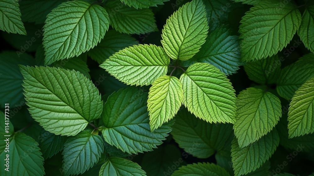 Lush Green Leaves Detailed Texture Display Lush Green Leaves Detailed Texture Display
