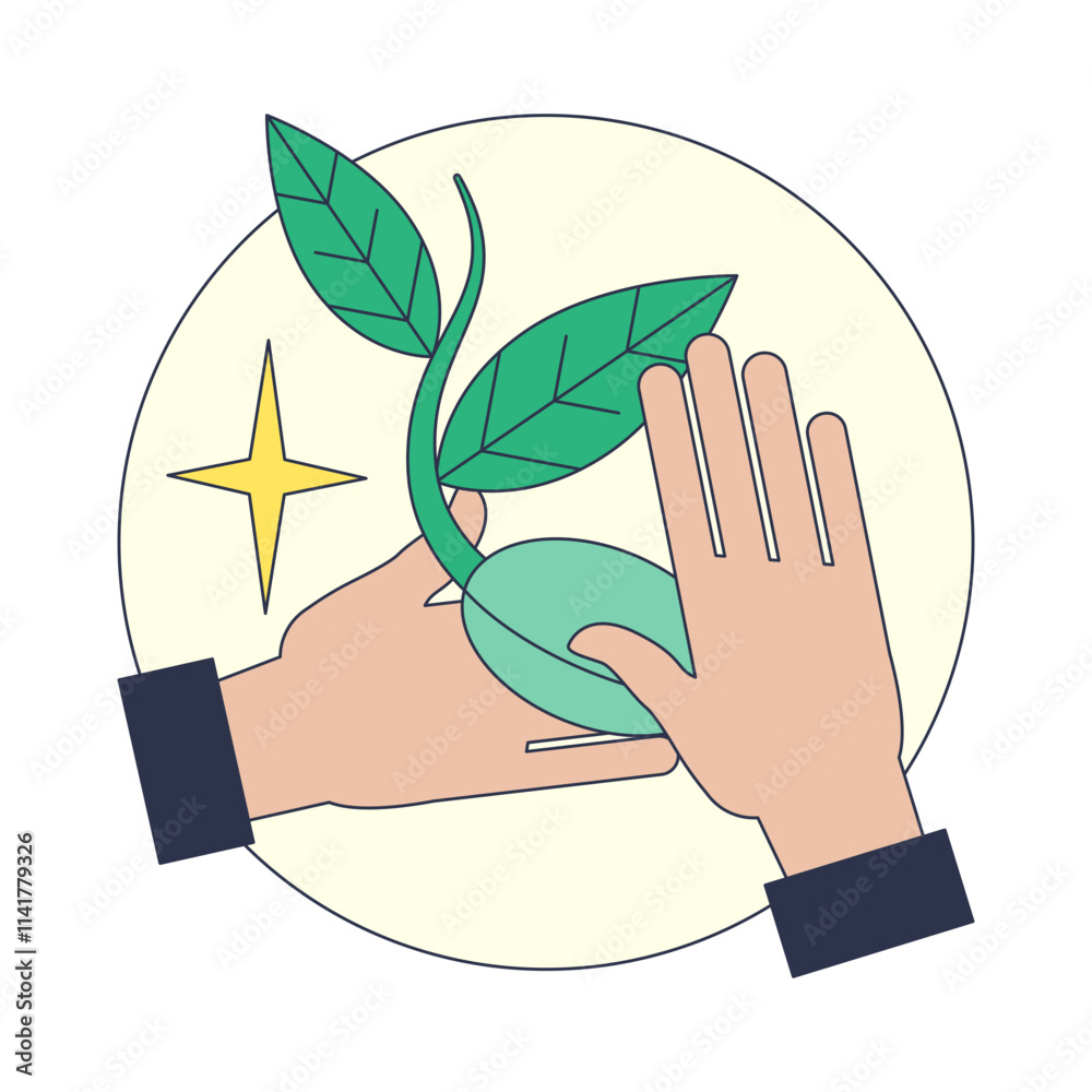 Obraz premium Hands nurturing a seedling, symbolizing growth and care.
