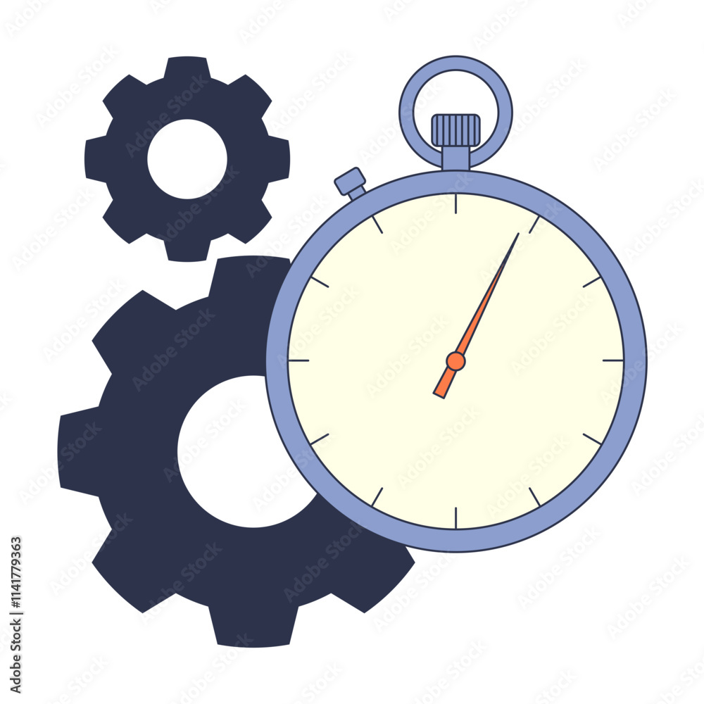 A stopwatch with gears symbolizes precision and efficiency. A stopwatch with gears symbolizes precision and efficiency.