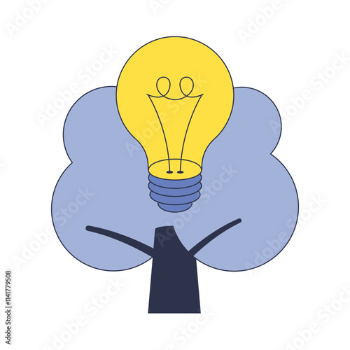 A tree with a lightbulb symbolizes growth and innovation.