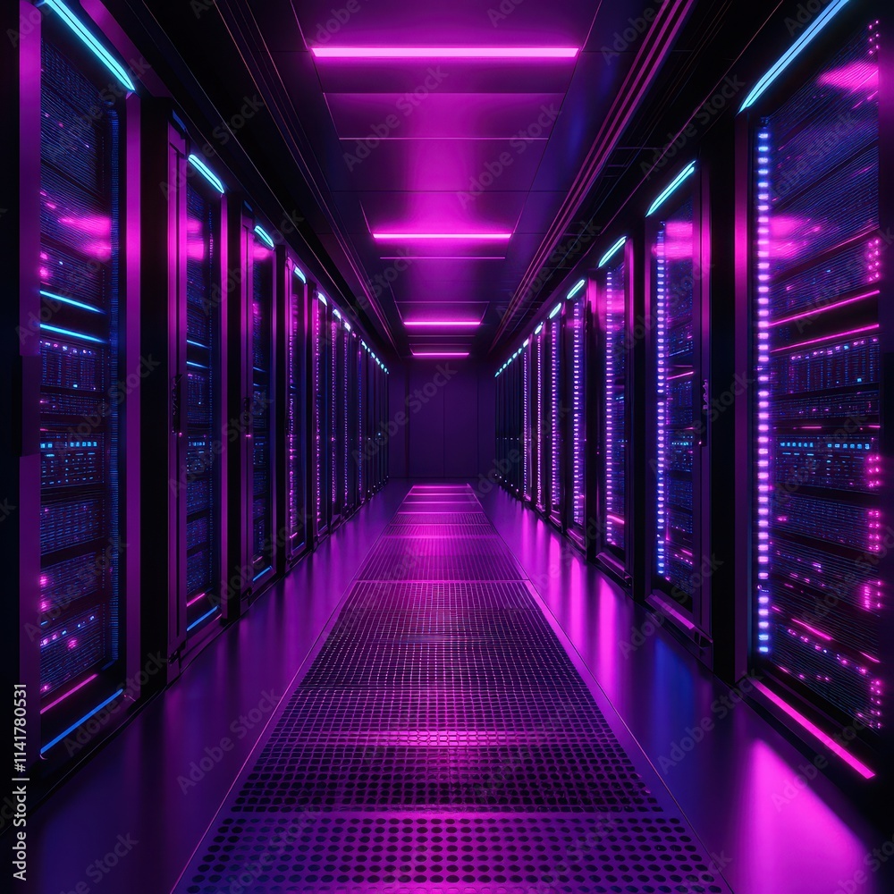 Underground hightech data center with glowing servers, digital infrastructure and cybersecurity Underground hightech data center with glowing servers, digital infrastructure and cybersecurity