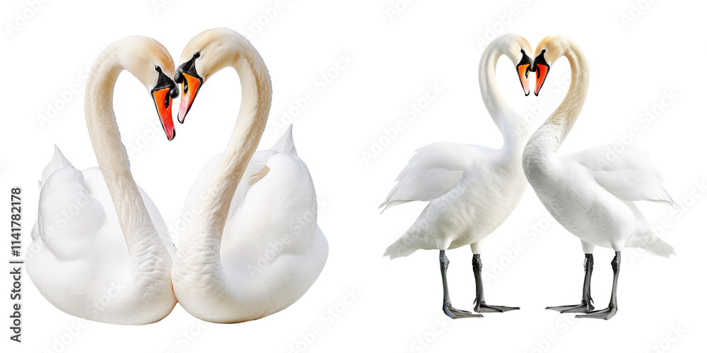 Obraz premium Romantic Swan Couple Forming Heart Shape,