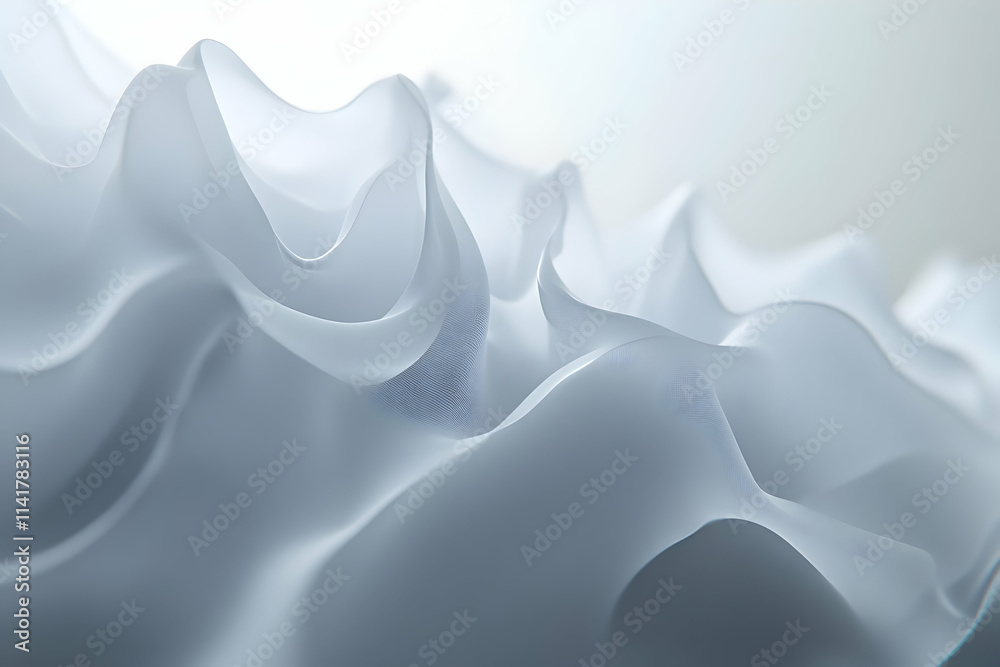 Obraz premium Abstract light gray fabric texture with soft waves and folds.