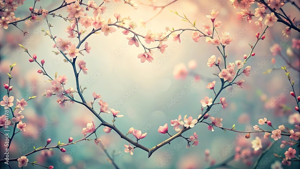 Delicate Pink Blossoms Forming a Heart Shape in Springtime Delicate Pink Blossoms Forming a Heart Shape in Springtime