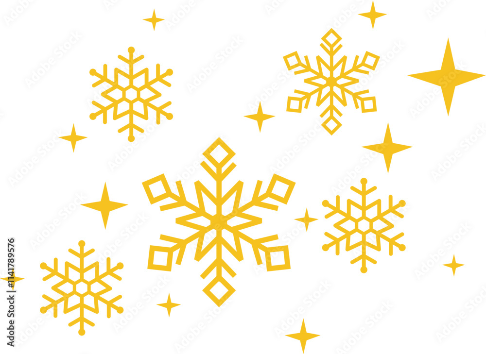 Gold Snowflakes with Sparkle Gold Snowflakes with Sparkle