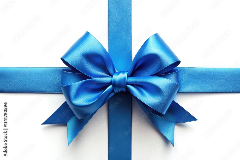 Blue Ribbon Bow Gift Wrapping Decoration - Realistic 3D Illustration Blue Ribbon Bow Gift Wrapping Decoration - Realistic 3D Illustration