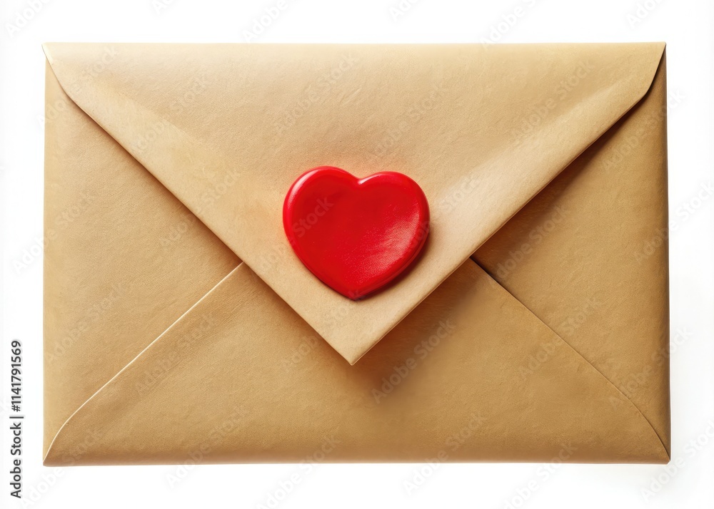 Cartoon Envelope with Heart Sticker - Valentine's Day Macro Photo Cartoon Envelope with Heart Sticker - Valentine's Day Macro Photo