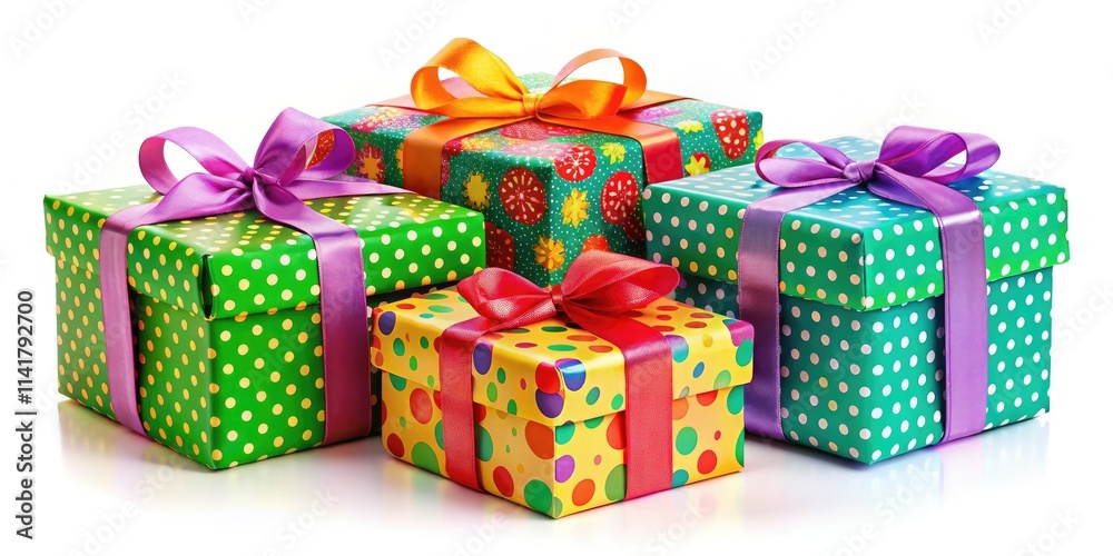 Obraz premium Colorful Gift Boxes Macro, Birthday Christmas Sale