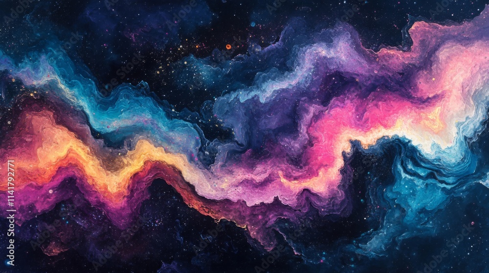 Cosmic Nebula Abstract Painting Of Colorful Galaxies Cosmic Nebula Abstract Painting Of Colorful Galaxies