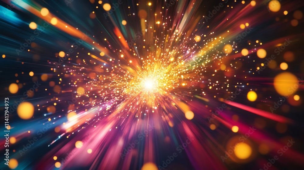 Radiant Multicolored Fractal Burst of Glowing Energy and Light Radiant Multicolored Fractal Burst of Glowing Energy and Light