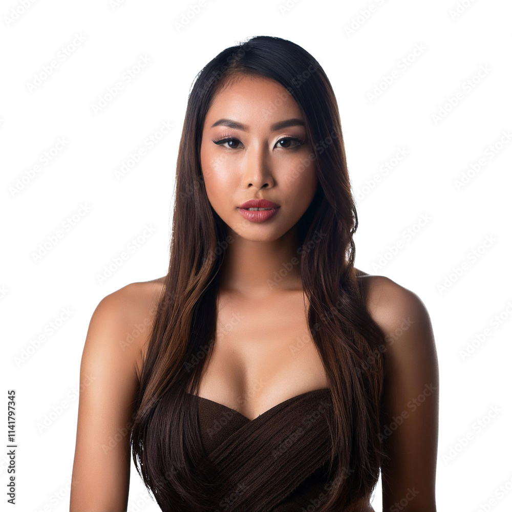 Naklejka premium beautiful young asian woman illustration, AI generated