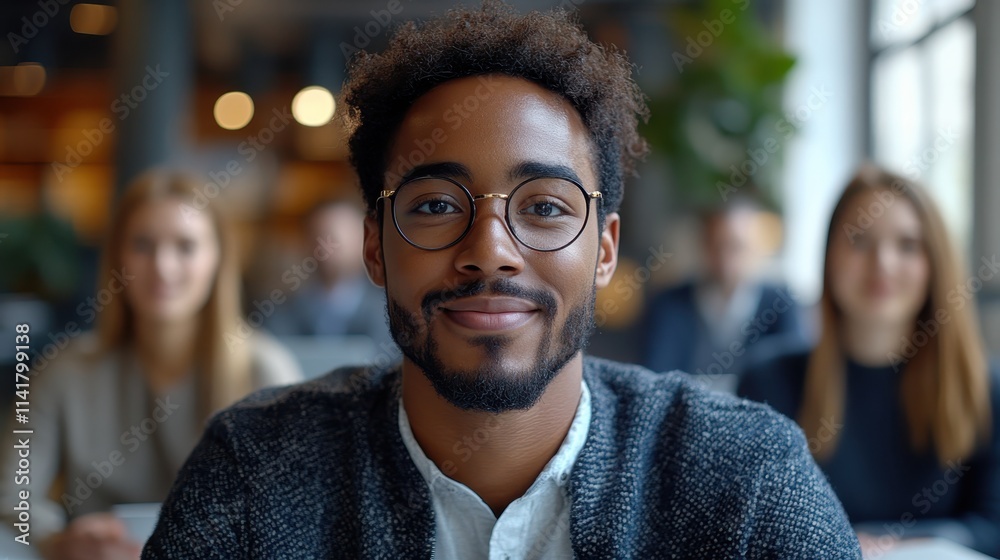 Confident young professional in modern office setting Confident young professional in modern office setting