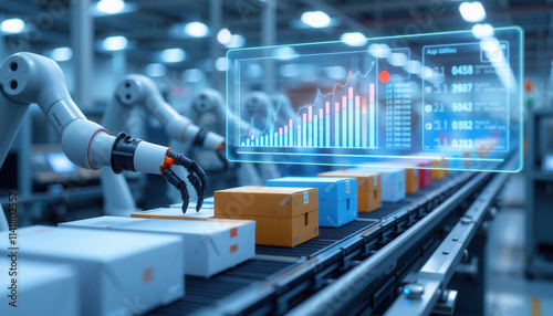 Factory Production Line with Blockchain and Robotic Arms