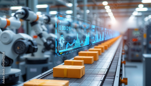 Factory Production Line with Blockchain and Robotic Arms