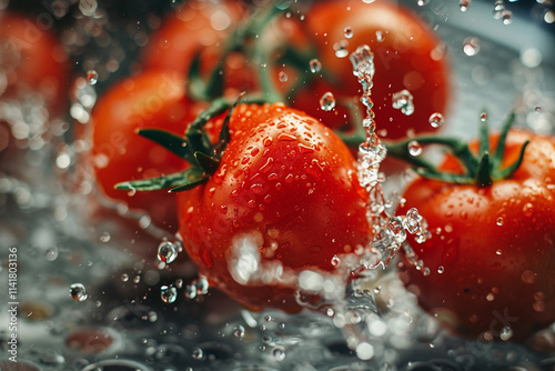 Greeting card with bright holiday composition for celebrate la tomatina photo