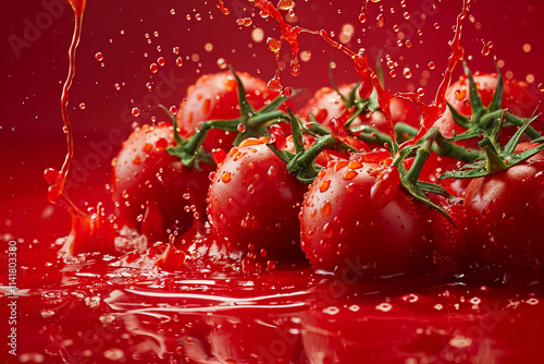 Greeting card with bright holiday composition for celebrate la tomatina photo