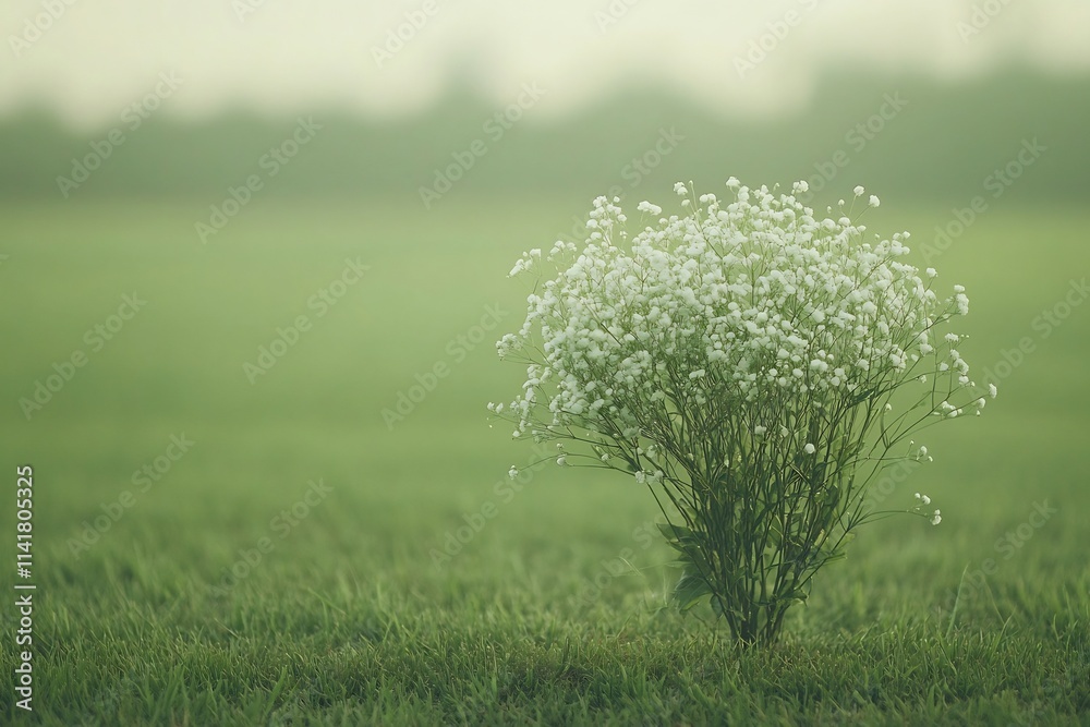 Delicate White Baby s Breath Bouquet Against Soft Green Backdrop for Natural Design Composition Delicate White Baby s Breath Bouquet Against Soft Green Backdrop for Natural Design Composition