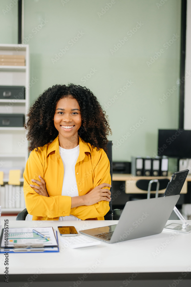 Young businesswoman working with working notepad, tablet and laptop documents talking on the smartphone, tablet Young businesswoman working with working notepad, tablet and laptop documents talking on the smartphone, tablet