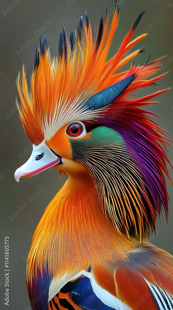 Obraz premium A colorful and vibrant bird with striking plumage and an expressive gaze.