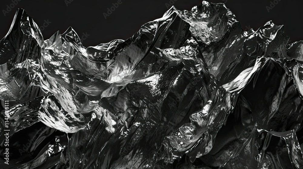 Abstract crystalline structure with sharp peaks and reflective surfaces. Abstract crystalline structure with sharp peaks and reflective surfaces.