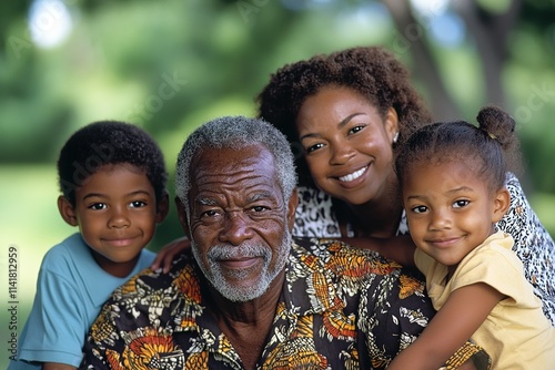 Happy African American family embracing, generational unity