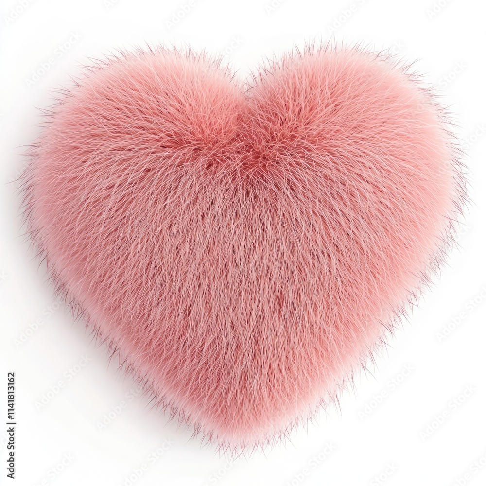 Delicate heart-shaped fur in pink, isolated for a charming, seasonal look.