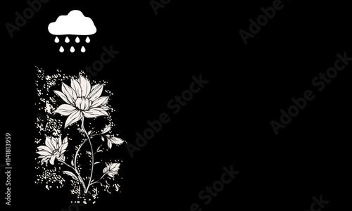 black background footage flower illustration silhouette vector