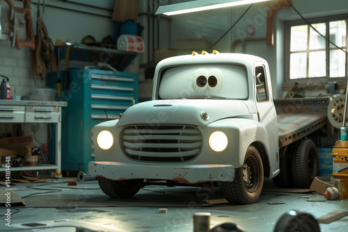 Beautiful fictional cartoon car with pronounced headlights