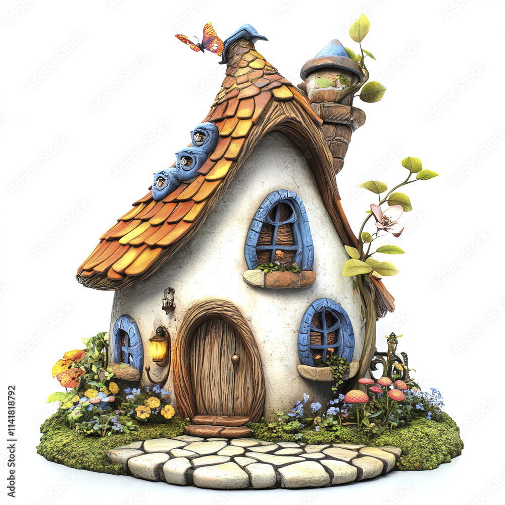 Fototapeta premium whimsical fairy tale house with vibrant colors and charming details