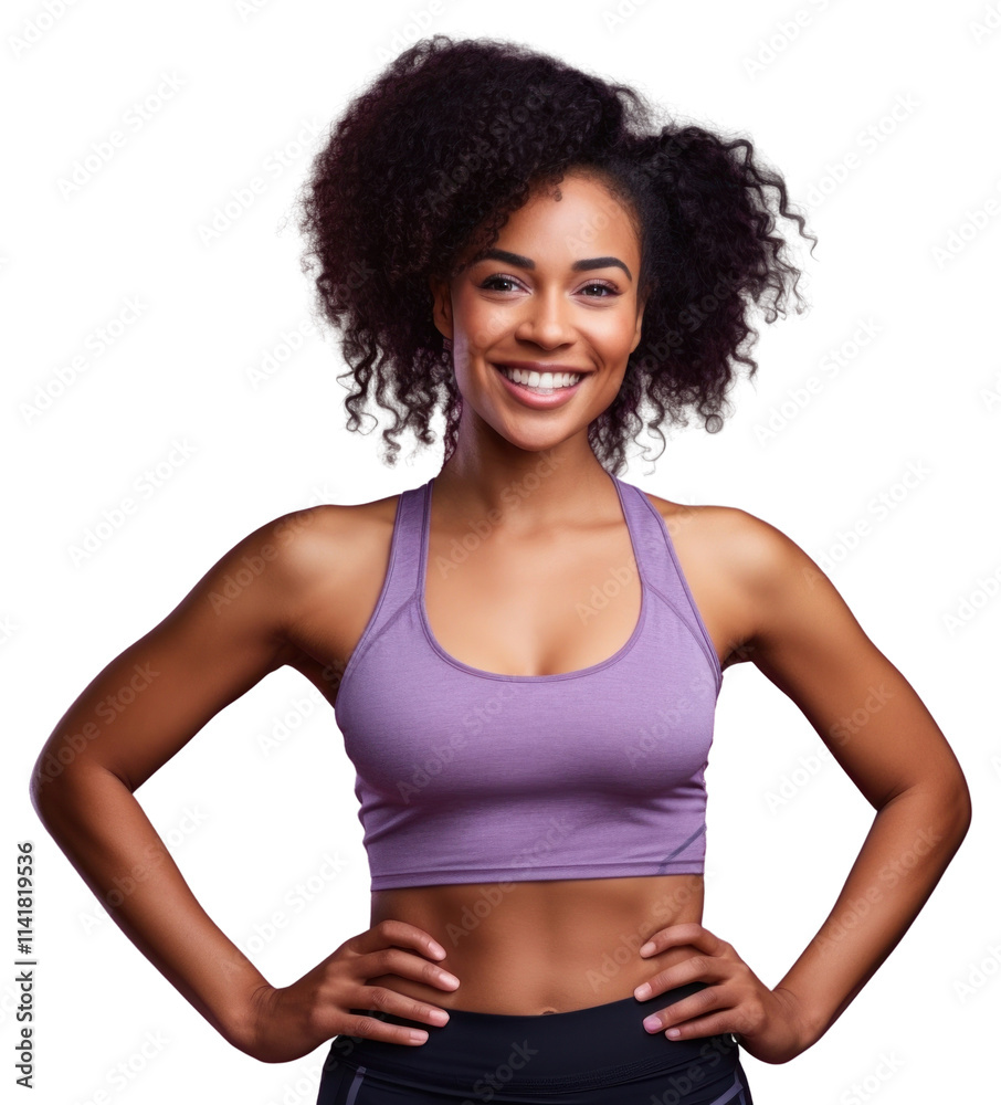 PNG Sporty mixed-race african woman Doing Fitness portrait sports smile. PNG Sporty mixed-race african woman Doing Fitness portrait sports smile.