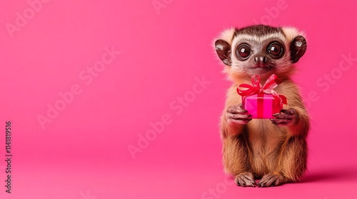 Funny Kinkajous Presenting Festive Seasonal Holiday Merchandise for Mid Year End Year Sale Promotion photo