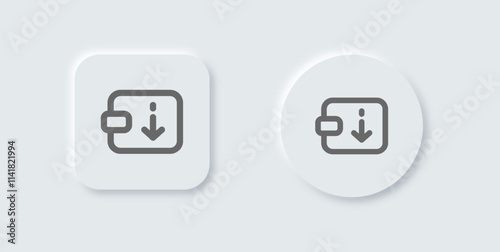 Withdrawal line icon in neomorphic design style. Cash out signs vector illustration.