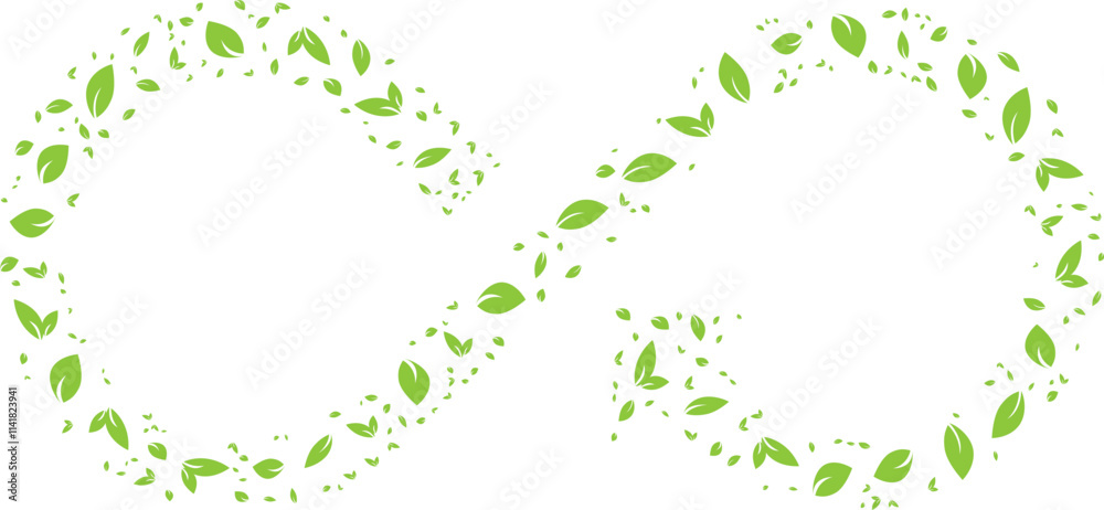 Eco-friendly infinity symbol created with green leaves design for sustainability Eco-friendly infinity symbol created with green leaves design for sustainability