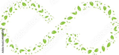 Eco-friendly infinity symbol created with green leaves design for sustainability