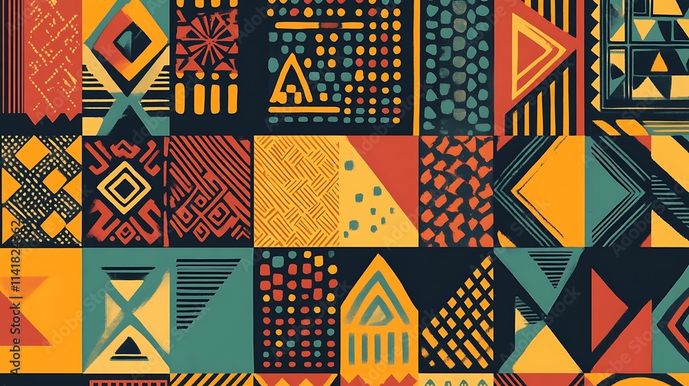 Abstract geometric patchwork textile design. (6) Abstract geometric patchwork textile design. (6)