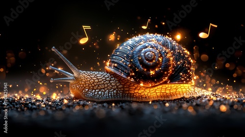 Magical Snail's Night Symphony: A Glowing Gastropod's Journey photo