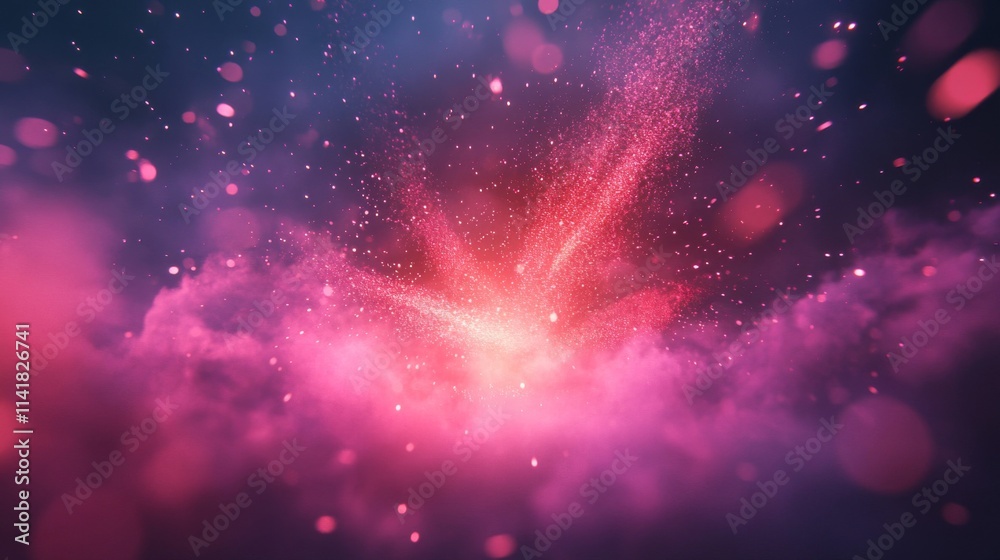 Pink Sparkles Exploding in Dark Nebula Pink Sparkles Exploding in Dark Nebula