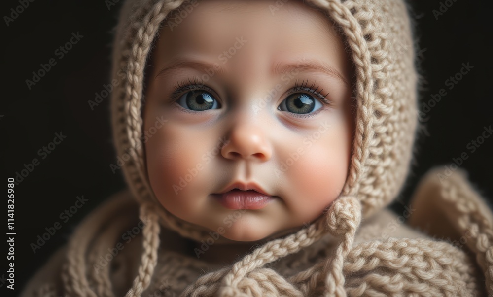 Adorable baby with knitted attire. Adorable baby with knitted attire.