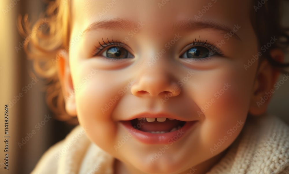 Smiling toddler with curly hair Smiling toddler with curly hair