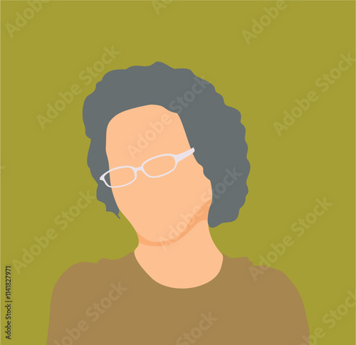 Portrait of aged woman vector illustration.