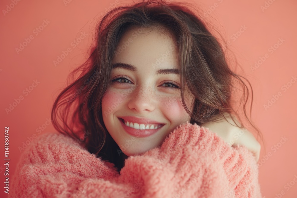 Self care and self esteem concept, Happy young beautiful woman hugging herself isolated on the background, Generative AI Self care and self esteem concept, Happy young beautiful woman hugging herself isolated on the background, Generative AI