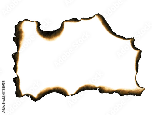 burnt paper isolated on a transparent background, paper burned old grunge abstract background texture	