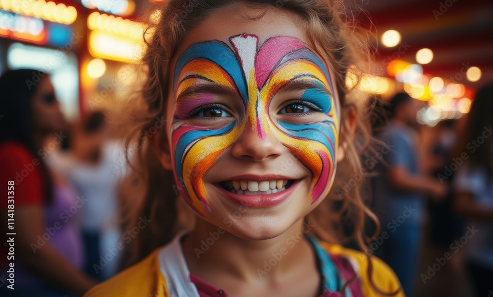 Smiling girl with colorful face paint Smiling girl with colorful face paint