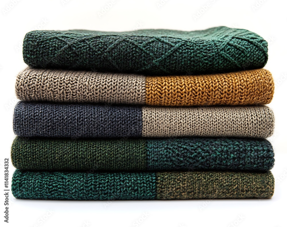 Stacked Knitted Sweaters in Earthy Tones Stacked Knitted Sweaters in Earthy Tones
