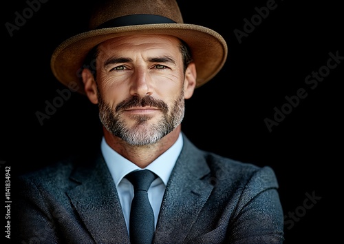 A Sophisticated Man in a Brown Hat and Suit