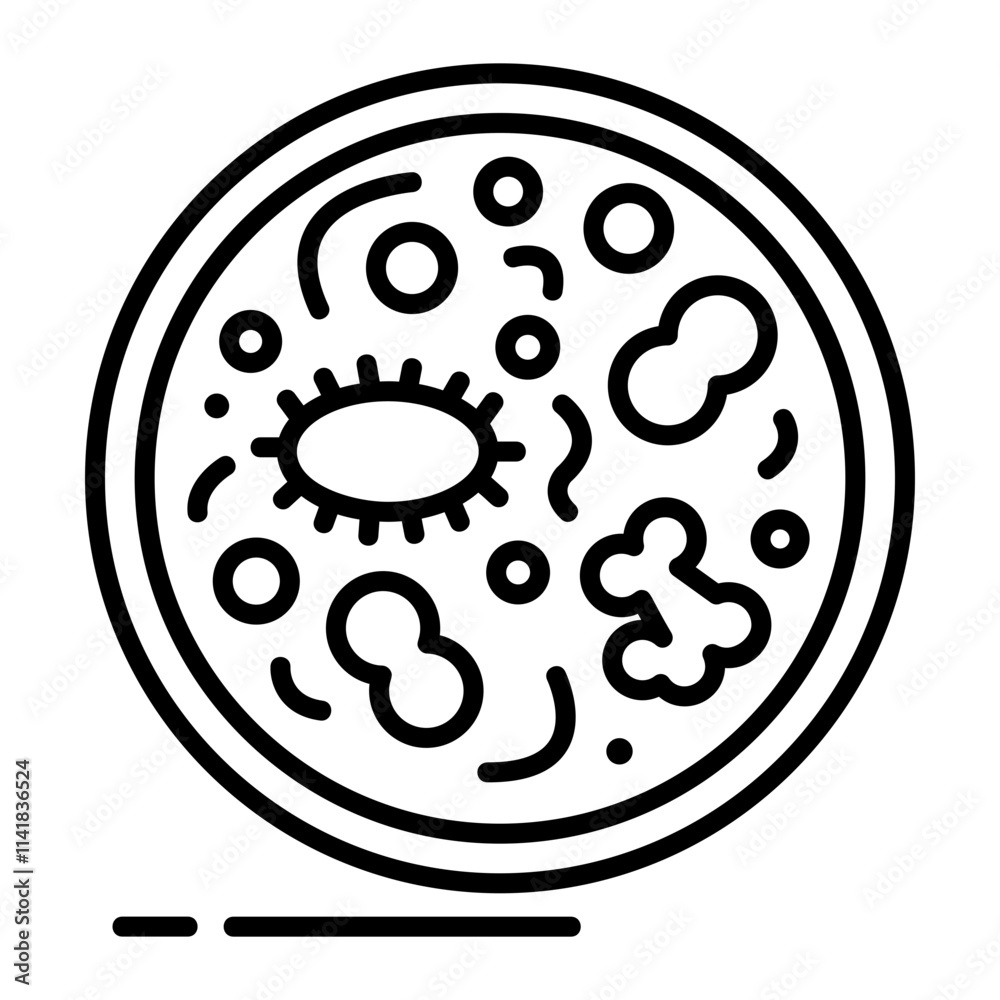 A linear icon of a petri dish A linear icon of a petri dish
