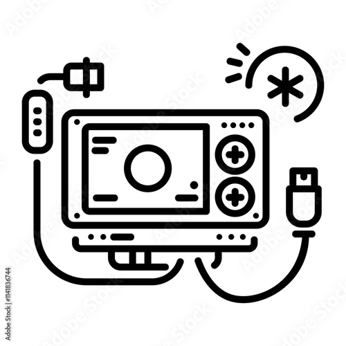 Endoscope machine icon in linear style 