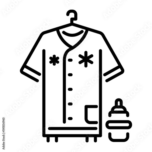 A linear icon of patient gown 